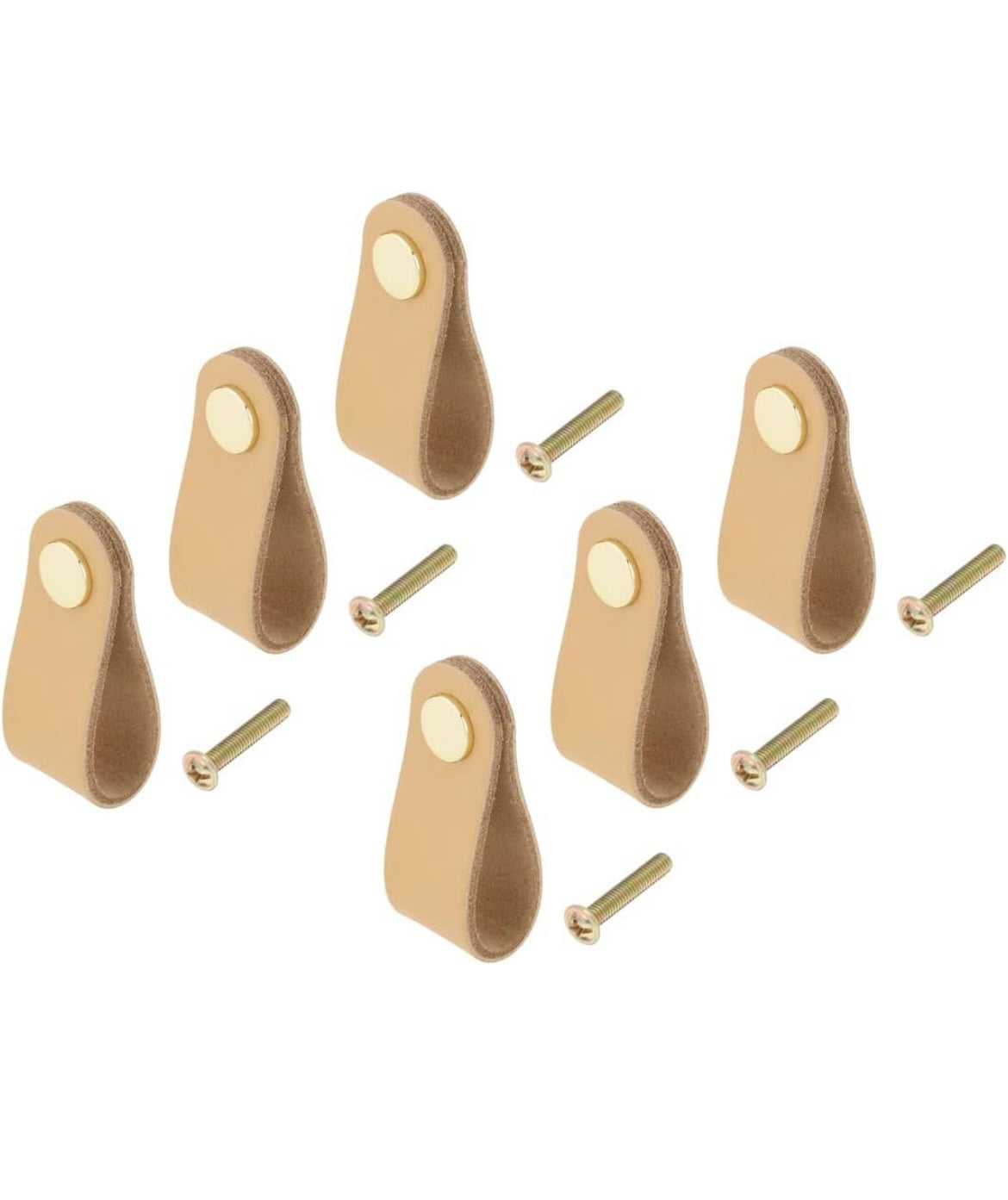 6pk Khaki Leather Pull 6.5” 1 Hole Pull Light Cabinet Handle, Modern Style Furniture