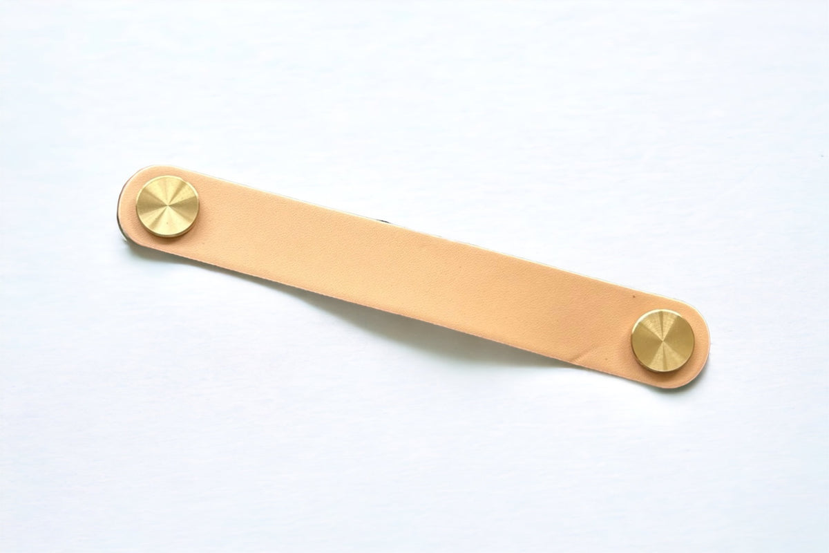 6pk Khaki Leather Pull 128mm 2Hole Handle Pull Light Cabinet Handle, Modern Style Furniture